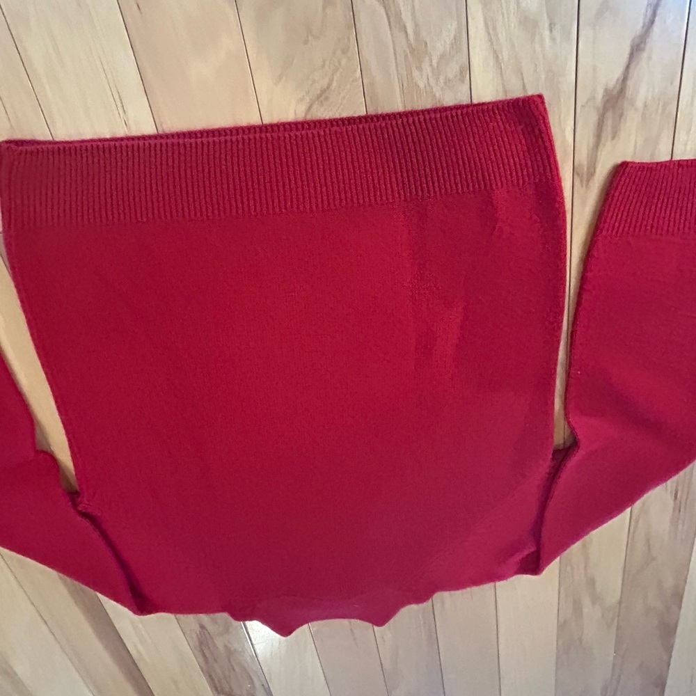 Dressbarn Vibrant Red Knit Sweater w Pearls Vintage Style - Picture 7 of 12